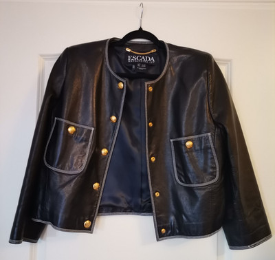 ESCADA Vintage Lederjacke GLANZ Lack LEDER Jacke Jacket Leather Margaretha LEY M