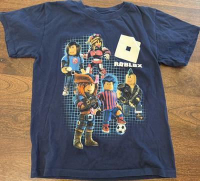 Roblox Blue Graphic Print Crew Neck Short Sleeve T-Shirt Unisex Kids Size S