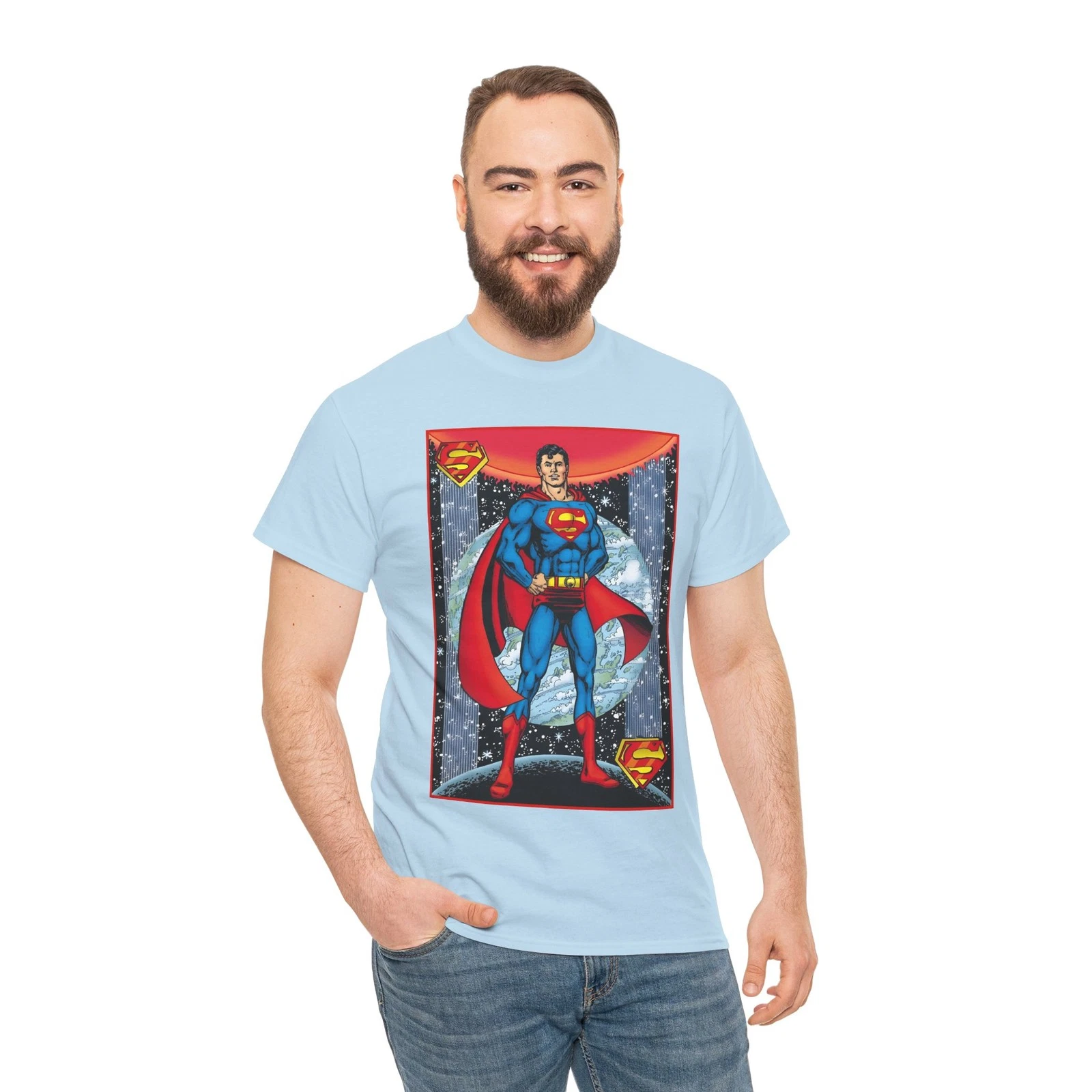 Superman T-Shirt - George Perez Justice League Postcard Art - DC Comics - 1980s