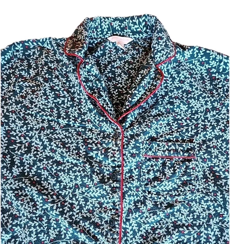 Conjunto de pijama Charter Club franela de algodón acebo vacaciones de invierno acogedor para mujer S Foto 4 de 4