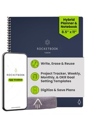 Rocketbook Fusion Hybrid Reusable Planner Notebook, Letter, Navy Blue