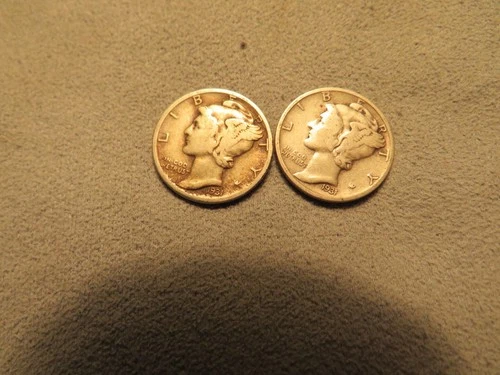 2 1931  Mercury Dimes. Fine/VF