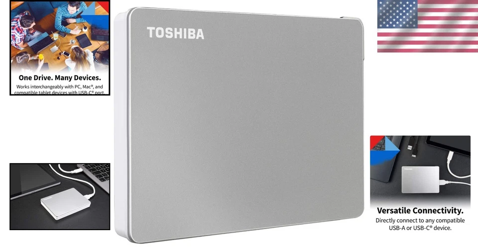 Canvio Flex 1TB Portable External Hard Drive - Silver - Image 2 of 4