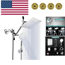 Versatile Chrome Shower Head Combo: 10 Inch Rainfall & 9 Settings Adjustability