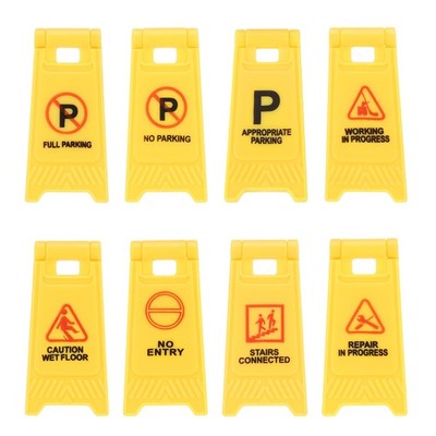 Miniature Warning Sign, Park Service Status Signs (Yellow, 8pcs)