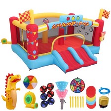 Inflatable Bounce House Commercial Large Outdoor Bouncer w/Double Slides Blower