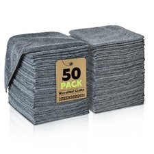 50 Pack Microfiber Cleaning Cloths Gray 12x12 Inch Ultra Absorbent Lint Free