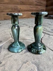Antique Pair of Brush McCoy Onyx Candlestick Holders, Vintage  7”