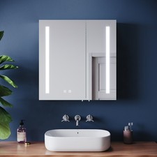 LED Bathroom Mirror Cabinet With Shaver Socket Demister illuminated 3 LED Lights