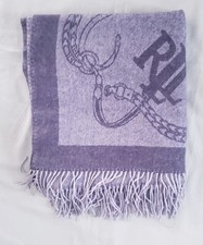 Lauren Ralph Lauren 100 Wool Poncho Shawl Brown Logo Western Print