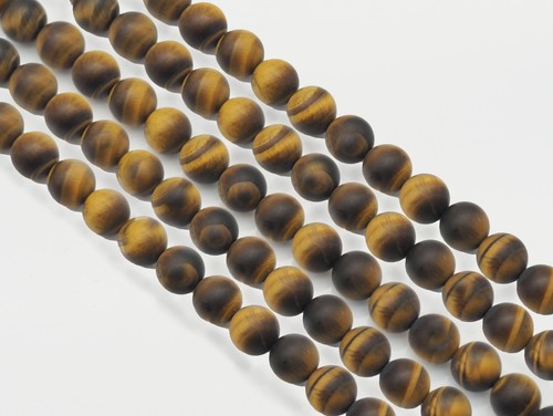 Matt Genuine Yellow Tiger Eye Round Smooth Beads, Sku#UA288 - Picture 2 of 4