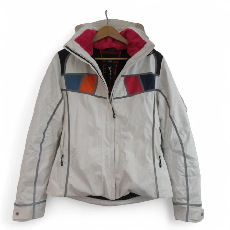 Chaqueta de esquí Degree 7 UK 10 blanca ropa para mujer invierno deporte capucha cremallera - muy querida Foto 4 de 4