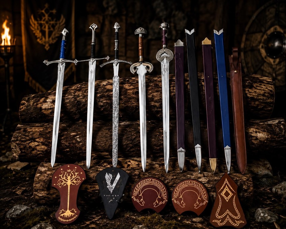 LOTR Espada Lote 5 Narsil Anduril, Glamdring, Eowyn Herugrim, Rey Brujo Regálale