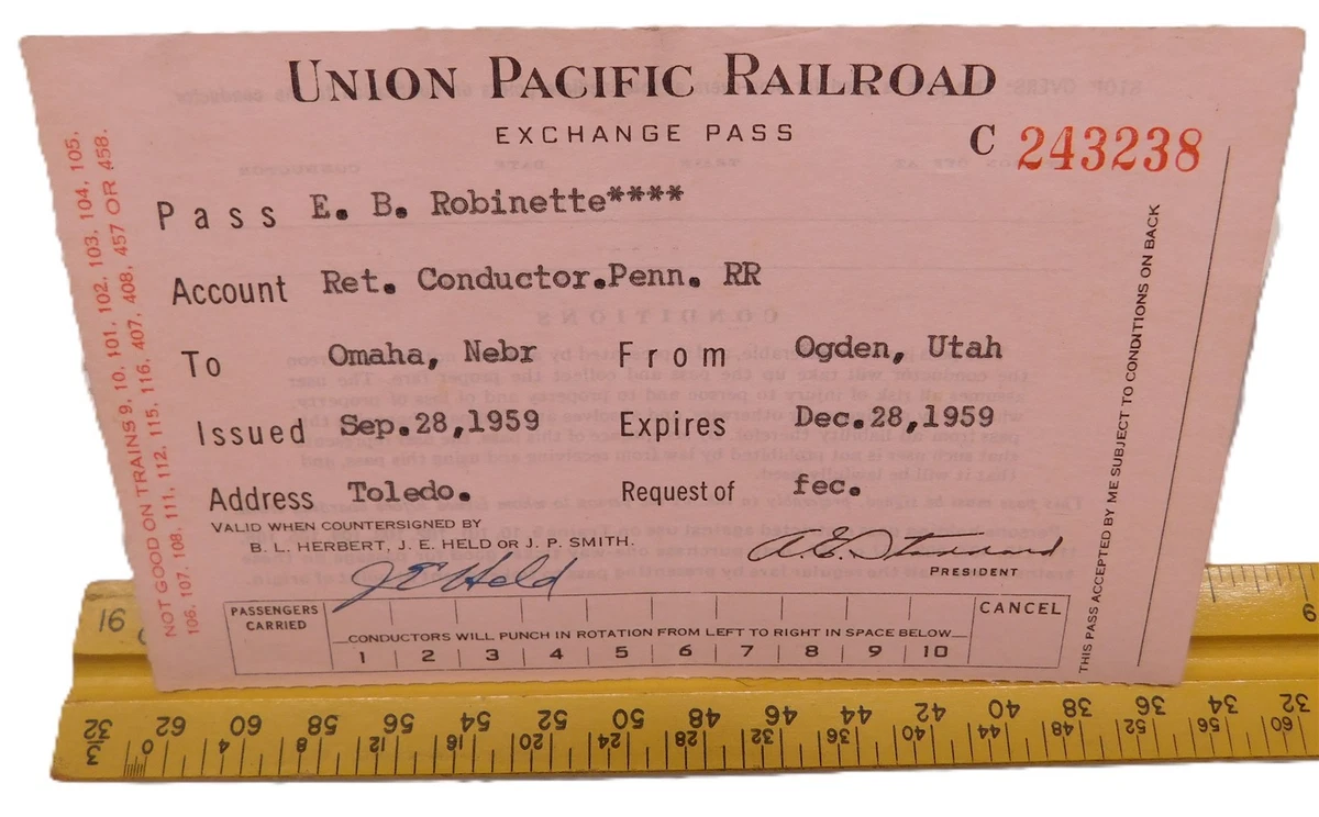 1959 Collectible Railroad Passes & Tickets for sale | eBay