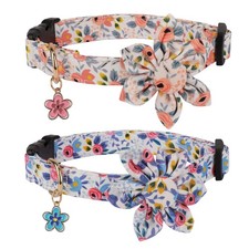 Girl Dog Collar with Floral, 2 Pack Rose Flower Collar, Small Detachable Cu...