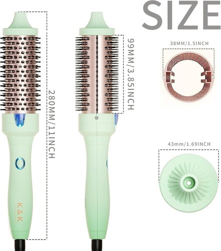 Spazzola Termica Professionale, 1 1/2 Pollice Spazzola Rotonda Riscaldata Ionica per Blowout Look, Tour... - Foto 10 di 10