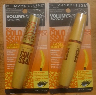 2x Maybelline VolumExpress The Colossal Cat Eyes Washable Mascara 233 Glam Black