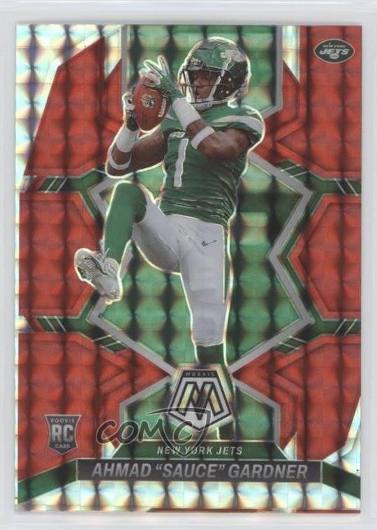 2022 Panini Mosaic Rookies Red Prizm Ahmad Gardner Sauce #335 Rookie RC 8em