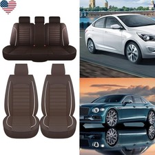 Full Set Car Seat Protector Soft Leather Car Seat Cover Protector Coffee 