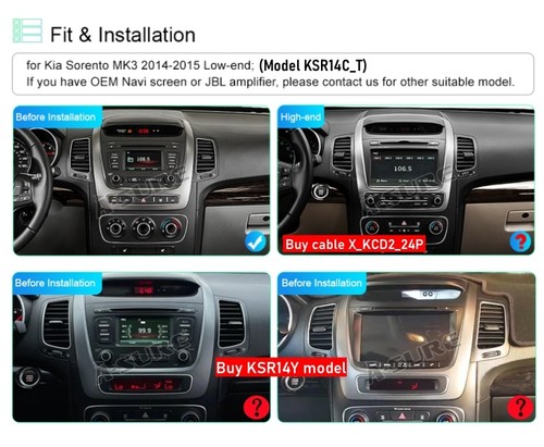 8 Core 4+64GB For Kia Sorento 2014-2015 Car Stereo Radio Android 14 WIFI CarPlay - Picture 2 of 11