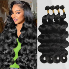 Zgwg 12A Body Wave Bundles Human Hair 24 26 28 30 Natural Black Color 100