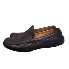 Prada Pebbled Leather Driving Loafers UK 5 US 6 Brown Luxury Italian Designer