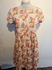 ASOS Maternity Dress Size 16 Knee Length Stretch Floral Summer Dress Short Sleev