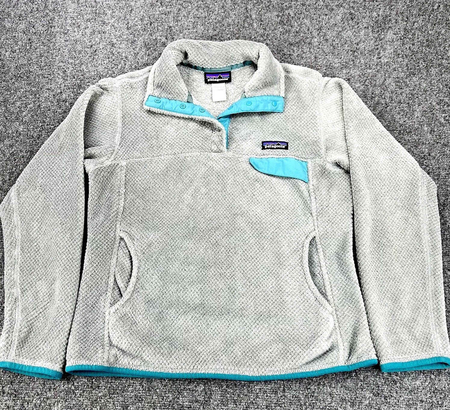 Patagonia Pullover Fleece Jacket Women Small Synchilla Snap-T Gray Long Sleeve