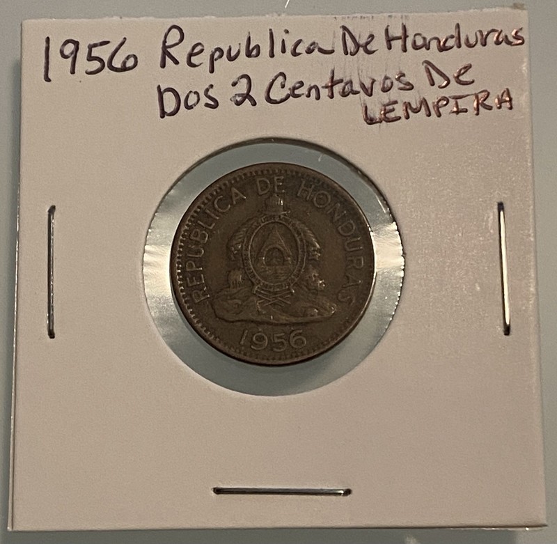 1956 Republica De Honduras Dos 2 Centavos De Lempira Coin