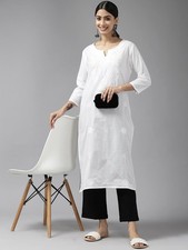 Embroidered Cotton Kurta Ethnic Traditional Casual Straight Kurti