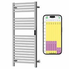 SolAire Stainless Steel Dry Wifi Electric Heated Towel Rail + Timer, Chrome