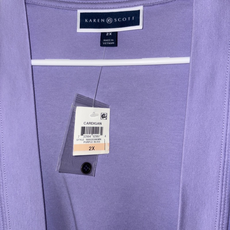 Karen Scott Plus Size Open Front Cardigan In 2X-purple