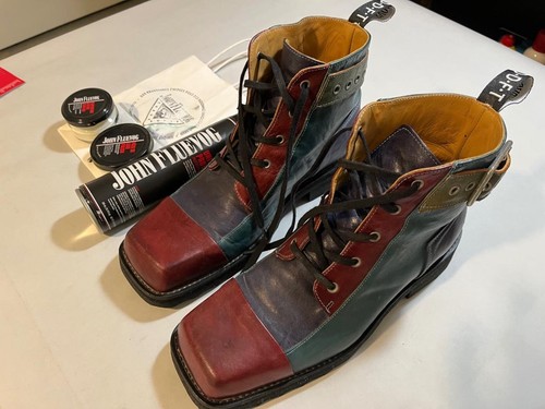 John Fluevog Carlton MK1 Piquet Lace-Up Boots with Buckle Size 10 with extras EG