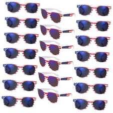 Bulk American Flag Sunglasses for Adult Retro Independence Day 20 Blue Lens