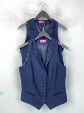 Brook Taverner Navy Herringbone Wool Blend Waistcoat Tailored Fit Smart Formal M