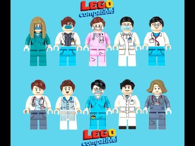 10X LOT SET MEDICAL HOSPITAL FIGURES PRINT BRICK Toy MINI FIGURE NURSE DR. MEDIC