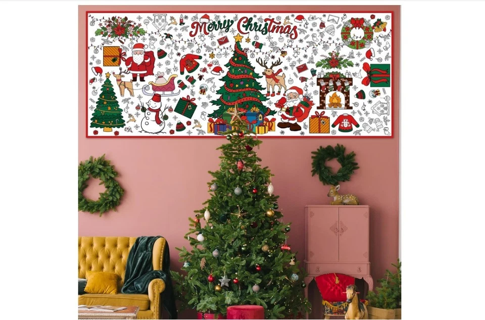 Mantel póster gigante para colorear de Navidad 30x72 pancarta de actividades para niños Foto 4 de 4
