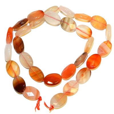 NG2557 Red Agate 14mm Faceted Flat Oval Gemstone Beads 15'' 