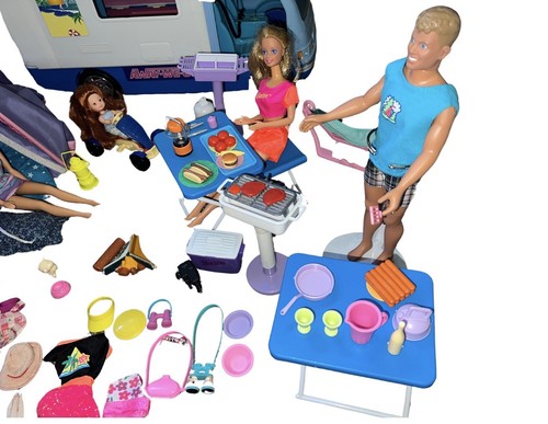 BARBIE SIZE DOLL ELECTRONIC AWAY WE GO MOTORHOME CAMPER + Dolls & Camping Set - Picture 17 of 19