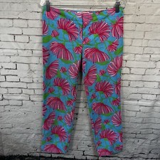 Vtg Lilly Pulitzer Originals Size 4 Capri Pant Resort Fit Tradewind Floral Blue