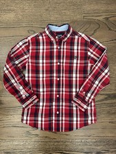 Chaps by Ralph Lauren Boys XS 6/7 Red Plaid Button Down Dress Shirt EUC