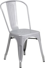 Industrial Style Silver Metal Restaurant Chair - Outdoor Cafe Bistro Chair