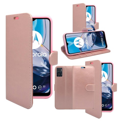 Funda protectora de cuero PU de cuero PU abatible folio billetera para libro billetera Motorola E22 - Imagen 38 de 48