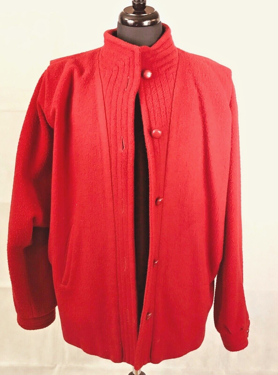 Neiman Marcus Vintage Wool Womens Red Winter Coat Button Front Sz11/12