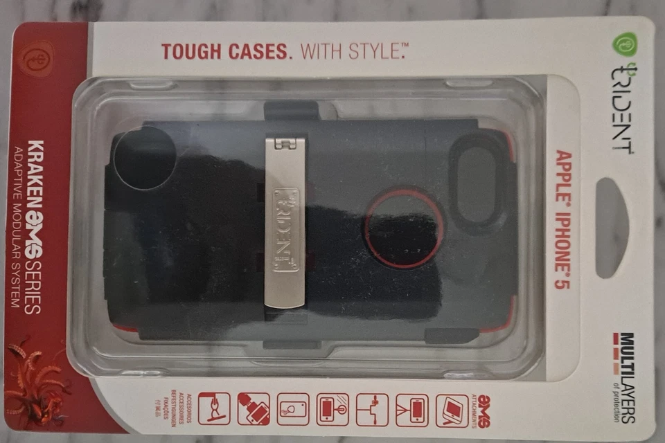 Apple Iphone 5 Trident Tough Case Black/Red Kraken AMS Series Belt Clip New - Image 4 of 4