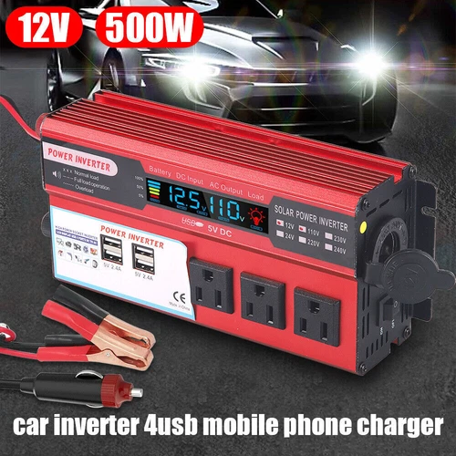 5000W Car Power Inverter DC 12V To AC 110V Pure Sine Wave Solar Converter 4 USB - Picture 2 of 11