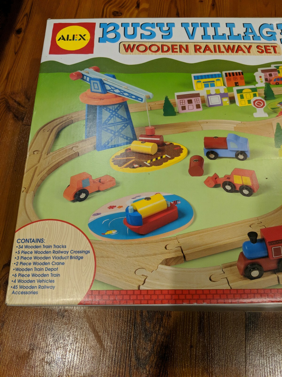 busy village wooden railway set