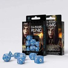 Q-Workshop Classic Runic Glacier & White Roleplaying 7 Piece Dice Set NEW