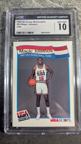 1991-92 Hoops McDonald’s 54 Magic Johnson USA Basketball Team CGC 10