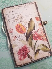 Junk Journal Booklet "BOTANICAL LEDGER" HANDMADE w/Ephemera LG 9X6 40pgs